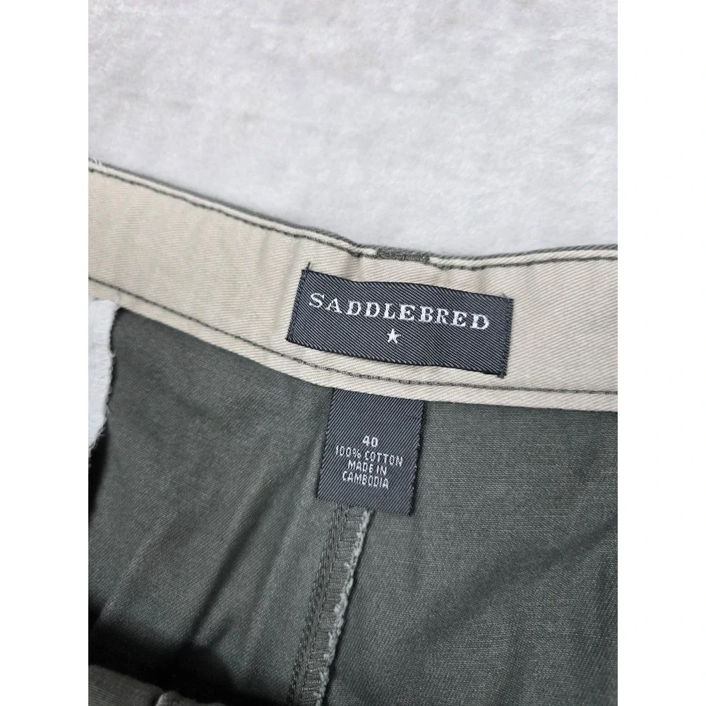 Saddlebred Chino Shorts Mens 40 Olive Green Cotton Classic Fit Cell‎ Pocket NEW